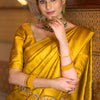 Impressive Yellow Soft Silk Saree With Chatoyant Blouse Piece