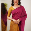 Bucolic Dark Pink Cotton Silk Saree With Ethnic Blouse Piece