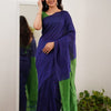 Surpassing Navy Blue Cotton Silk Saree With Blissful  Blouse Piece