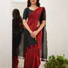 Staggering Red Cotton Silk Saree With Brood Blouse Piece