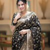 Captivating Black Soft Silk Saree With Jazzy Blouse Piece