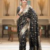 Captivating Black Soft Silk Saree With Jazzy Blouse Piece