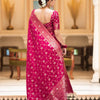 Glowing Dark Pink Soft Silk Saree With Gratifying Blouse Piece