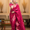 Glowing Dark Pink Soft Silk Saree With Gratifying Blouse Piece