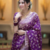 Adorning Purple Soft Silk Saree With Deserving Blouse Piece