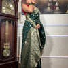 Pretty Dark Green Soft Silk Saree With Sensational Blouse Piece