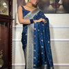 Inspiring Navy Blue Soft Silk Saree With Bewitching Blouse Piece
