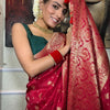 Cynosure Red Soft Silk Saree With Fugacious Blouse Piece