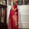 Cynosure Red Soft Silk Saree With Fugacious Blouse Piece