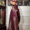Murmurous Wine Soft Silk Saree With Seraglio Blouse Piece
