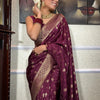 Murmurous Wine Soft Silk Saree With Seraglio Blouse Piece