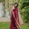 Gossamer Maroon Soft Silk Saree With Mellifluous Blouse Piece
