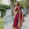Gossamer Maroon Soft Silk Saree With Mellifluous Blouse Piece