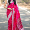 Cynosure Dark Pink Cotton Silk Saree With Dissemble Blouse Piece
