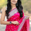 Cynosure Dark Pink Cotton Silk Saree With Dissemble Blouse Piece