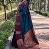 Vestigial Blue Soft Silk Saree With Demure Blouse Piece