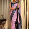 Glittering Baby Pink Soft Silk Saree With Allure Blouse Piece