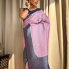 Glittering Baby Pink Soft Silk Saree With Allure Blouse Piece