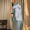 Engaging Grey Soft Silk Saree With Tempting Blouse Piece