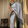 Engaging Grey Soft Silk Saree With Tempting Blouse Piece