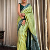 Devastating Pista Soft Silk Saree With Nemesis Blouse Piece