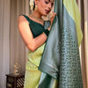 Devastating Pista Soft Silk Saree With Nemesis Blouse Piece