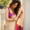 Sizzling Beige Soft Silk Saree With Intricate Blouse Piece