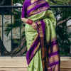 Tempting Pista Soft Silk Saree With Whimsical Blouse Piece