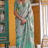 Eclat Sea Green Digital Printed Cotton Silk Saree With Twirling Blouse Piece