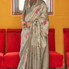 Eloquence Grey Digital Printed Cotton Silk Saree With Smashing Blouse Piece