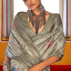 Eloquence Grey Digital Printed Cotton Silk Saree With Smashing Blouse Piece