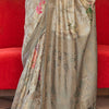 Eloquence Grey Digital Printed Cotton Silk Saree With Smashing Blouse Piece