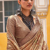 Opulent Brown Digital Printed Cotton Silk Saree With Nebula Blouse Piece