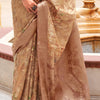 Opulent Brown Digital Printed Cotton Silk Saree With Nebula Blouse Piece
