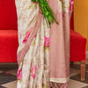 Beautiful Beige Digital Printed Cotton Silk Saree With Desuetude Blouse Piece