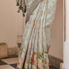 Dalliance Light Pista Digital Printed Cotton Silk Saree With Sensational Blouse Piece