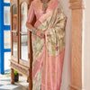 Posh Beige Digital Printed Cotton Silk Saree With Delightful Blouse Piece