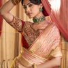 Stunning Peach Banarasi Satin Silk Saree With Energetic Blouse