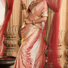 Stunning Peach Banarasi Satin Silk Saree With Energetic Blouse