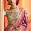Stunning Pink Banarasi Satin Silk Saree With Energetic Blouse
