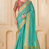 Posh Firozi Cotton Silk Saree With Excellent Blouse Piece