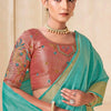 Posh Firozi Cotton Silk Saree With Excellent Blouse Piece