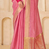 Epiphany Pink Cotton Silk Saree With Intricate Blouse Piece
