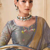 Vestigial Grey Cotton Silk Saree With Delightful Blouse Piece