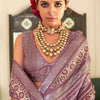 Ravishing Lavender Digital Printed Soft Silk Saree With Chatoyant Blouse Piece