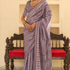 Eloquence Lavender Digital Printed Soft Silk Saree With Smashing Blouse Piece