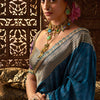 Quintessential Navy Blue Soft Banarasi Silk Saree With Blissful Blouse Piece