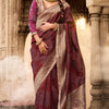 Exuberant Wine Soft Banarasi Silk Saree With Bewitching Blouse Piece