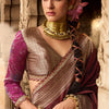 Exuberant Wine Soft Banarasi Silk Saree With Bewitching Blouse Piece