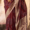 Exuberant Wine Soft Banarasi Silk Saree With Bewitching Blouse Piece